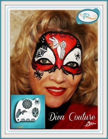 Diva Face Painting Stencil - Spider Face