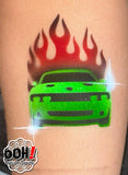 Ooh Stencils, Tattoo, Flaming Hot Rod