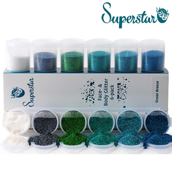 6 Pot Fine Glitter, Ocean Breeze 90ml