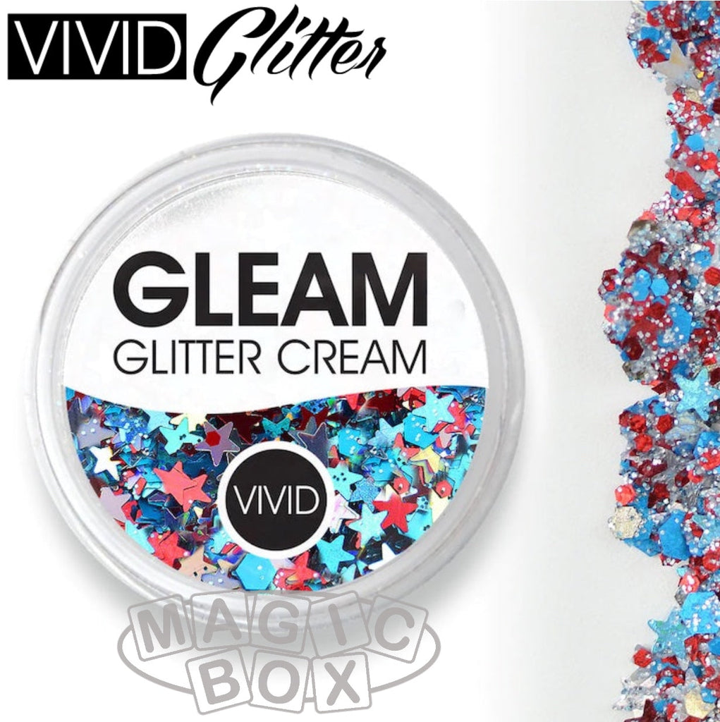 Vivid, Gleam Glitter Cream 30g, Red, White, Boom