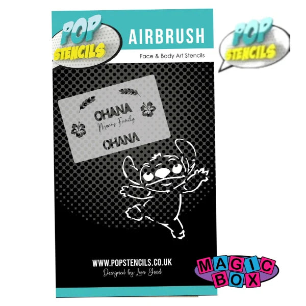 Pop Stencil Airbrush, Blue Dog Face with Banner