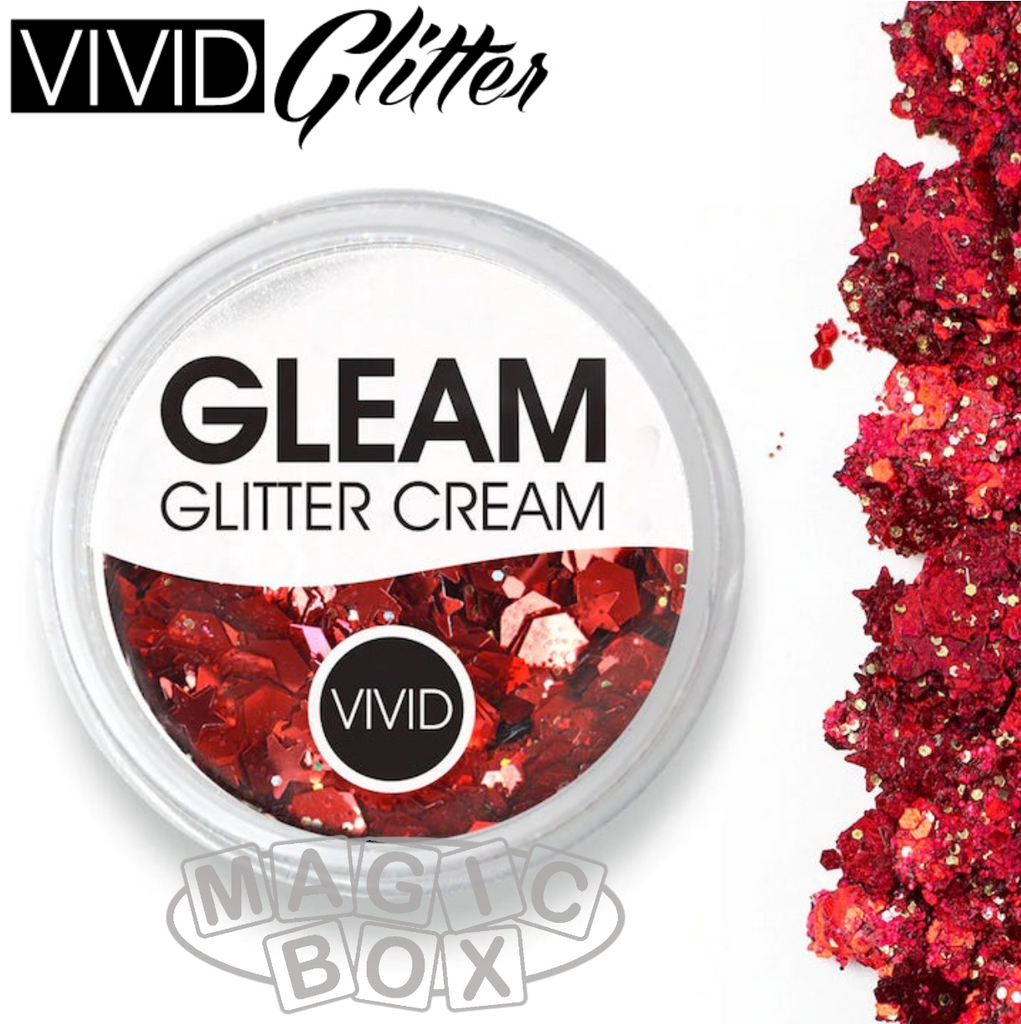 Vivid, Gleam Glitter Cream 10g, Cardinal