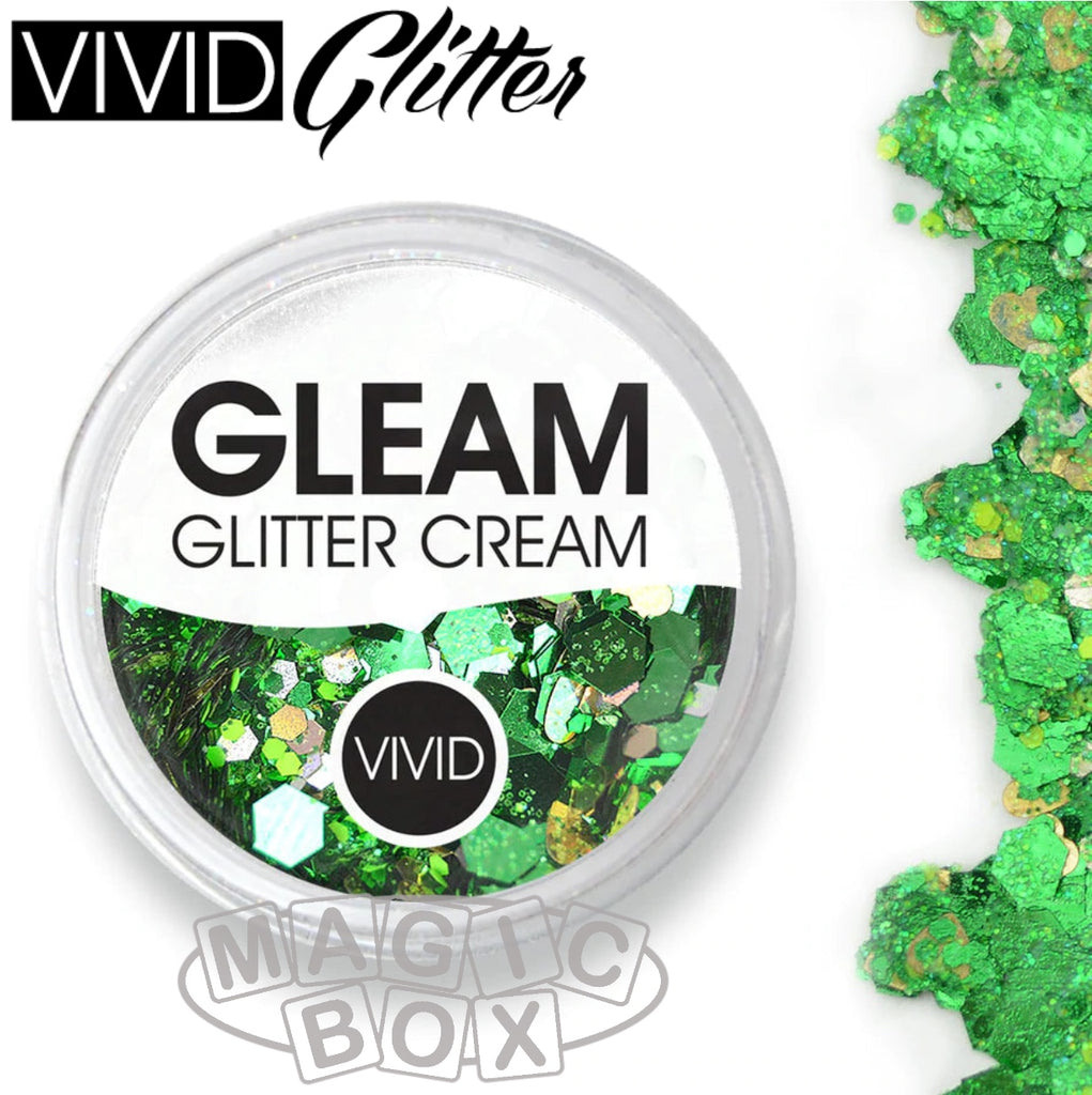 Vivid, Gleam Glitter Cream 10g, Evergreen